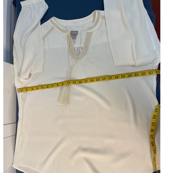 Chico's Crème Embroidered Boho Top - Size 3 Pre-owned - Picture 7 of 7